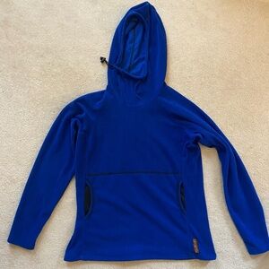 Melanzana Micro Grid Hoodie Royal Blue Fleece Pullover Women’s Large